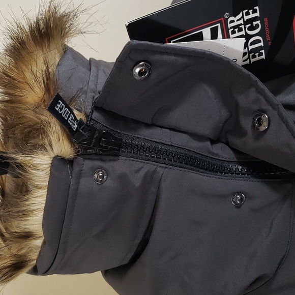 NWT Men's River Edge by Zeroxposur Dark Gray Hooded Coat/Parka, Faux Fur, Size L - Picture 8 of 16